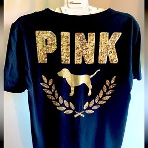 ✨ OG VS PINK Black and gold Sparkle t-shirt✨ brand new - size M